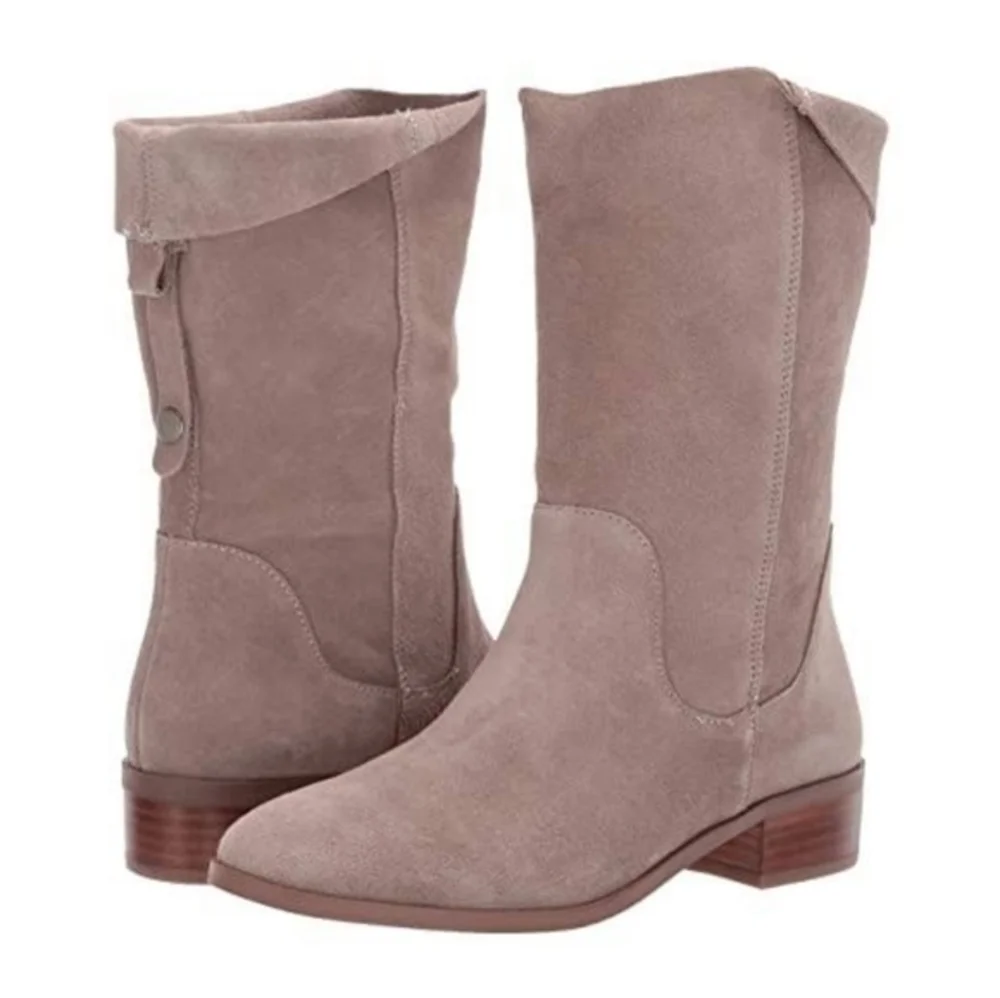 Sole Society Calanth Soft Suede Leather Grey/Tan Boots Women's 6M Good Condition